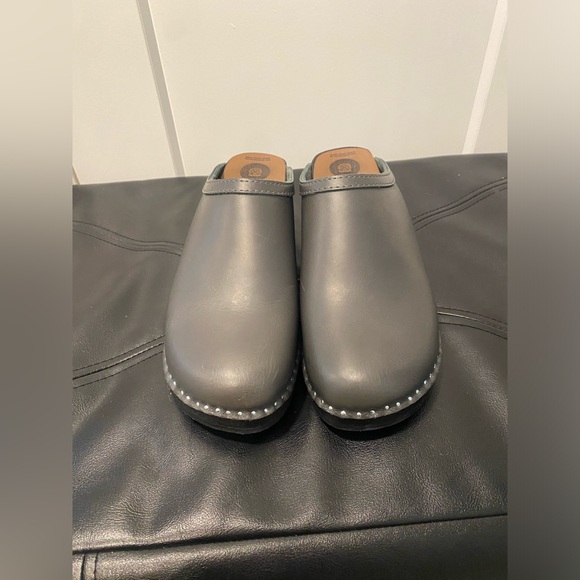 troentorp Shoes - Trogentorp gray clogs size 40 with wooden soles and stud details